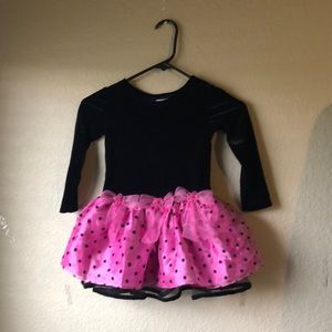 Girls Dress Vintage Y2K Black & Pink Velour Long Sleeve Holiday Party Dress Sz 4